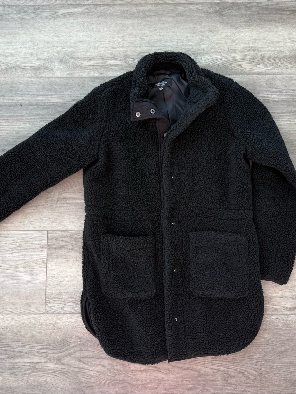 Women's Black Sherpa Fleece Jacket Coat